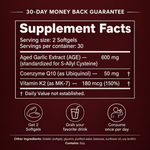 Clean Organics aged odorless garlic supplement capsules, natural wellness support with odorless garlic for overall health.
