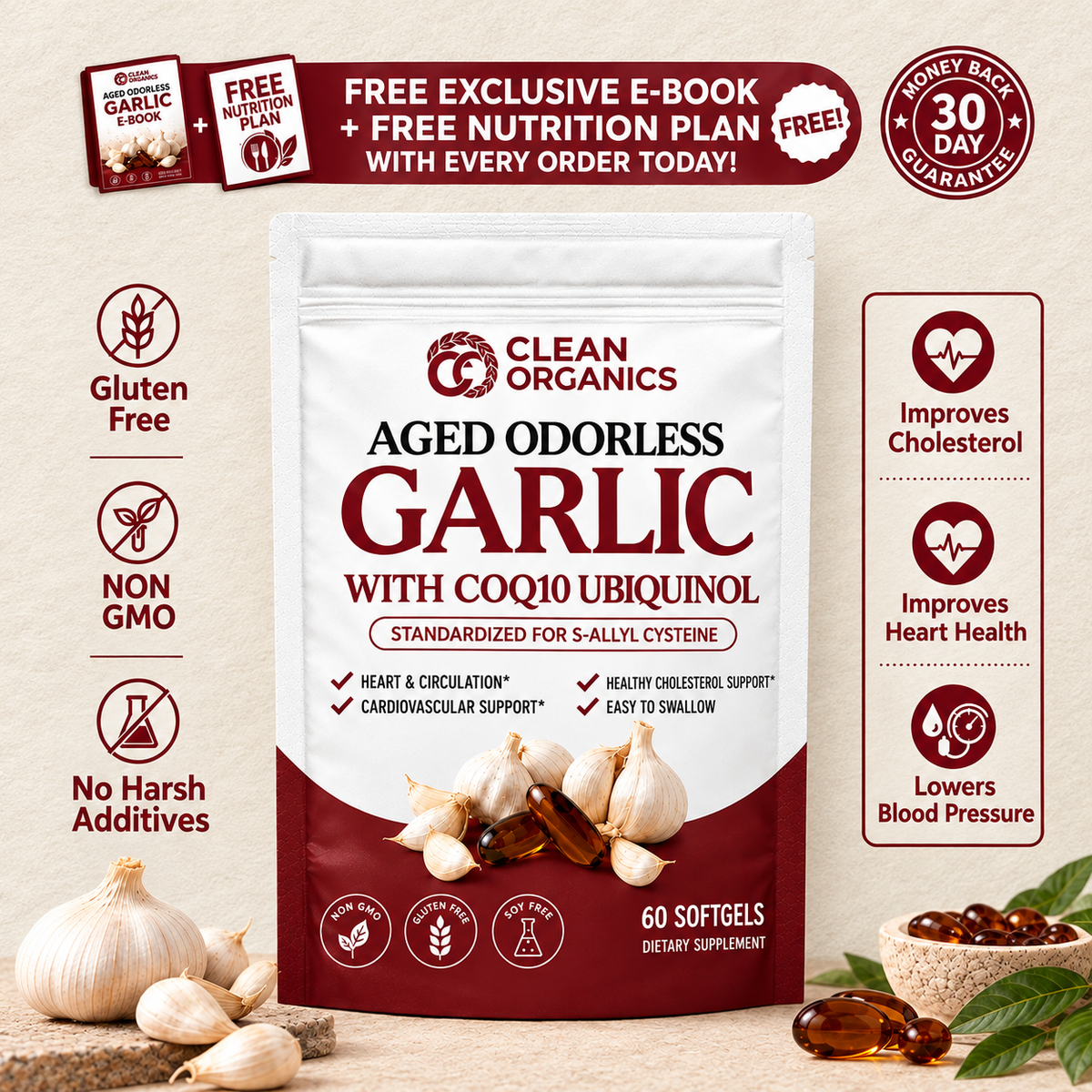 Buy Clean Organics Aged Odorless Garlic | Supports Wellness