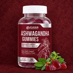 Clean Organics Ashwagandha gummies supplement with KSM-66® for stress relief and sleep support, shown in a clear view of the gummies.